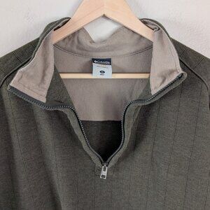 Columbia Sportswear XCO Olive Green Cotton Blend Ribbed 1/4 Zip Pullover Men XL
